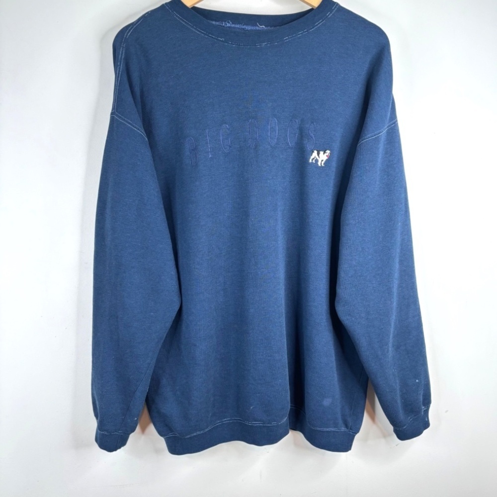 Vintage 90s Big Dogs Sweatshirt XL Embroidered Thrashed Stains Y2K Skate Grunge